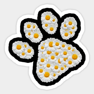 Cat Dog Mom Paw Print Of White Daisy Flower   Cat Or Dog Paw Sticker